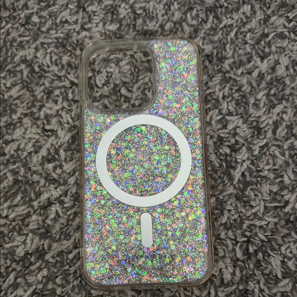Kate Spade Glitter iPhone 15 pro Case - Silver